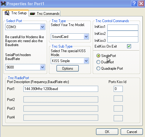 Properties for port 1