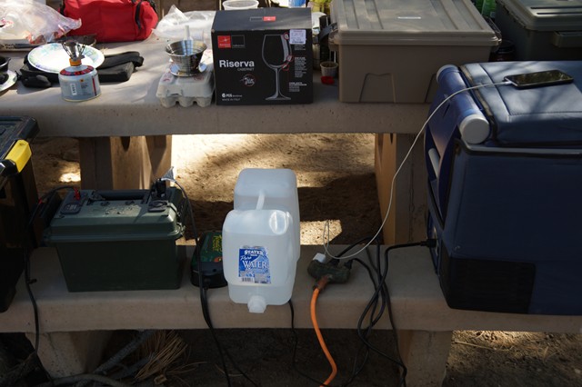 A power supply, a fridge-freezer, wine glasses and a great time waiting to happen!