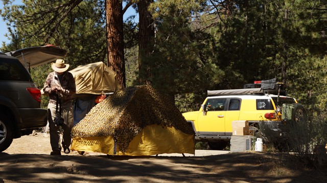 Setting up the campsite and toning down the bright colors.