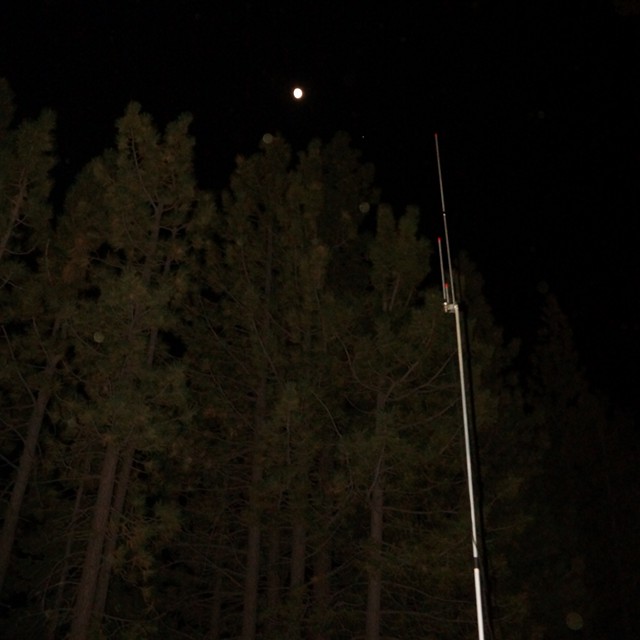 The Blackbird J-Pole that was rotated to provide the best signal to the repeater.  The J-Pole &quot;lobes&quot; were apparent during this test and contact was made at 75 watts on an FT-2900 working off of a battery box (33AH SLA).