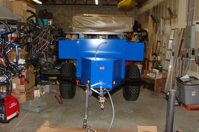 skersfan Trailer in shop w/tent and side boxes