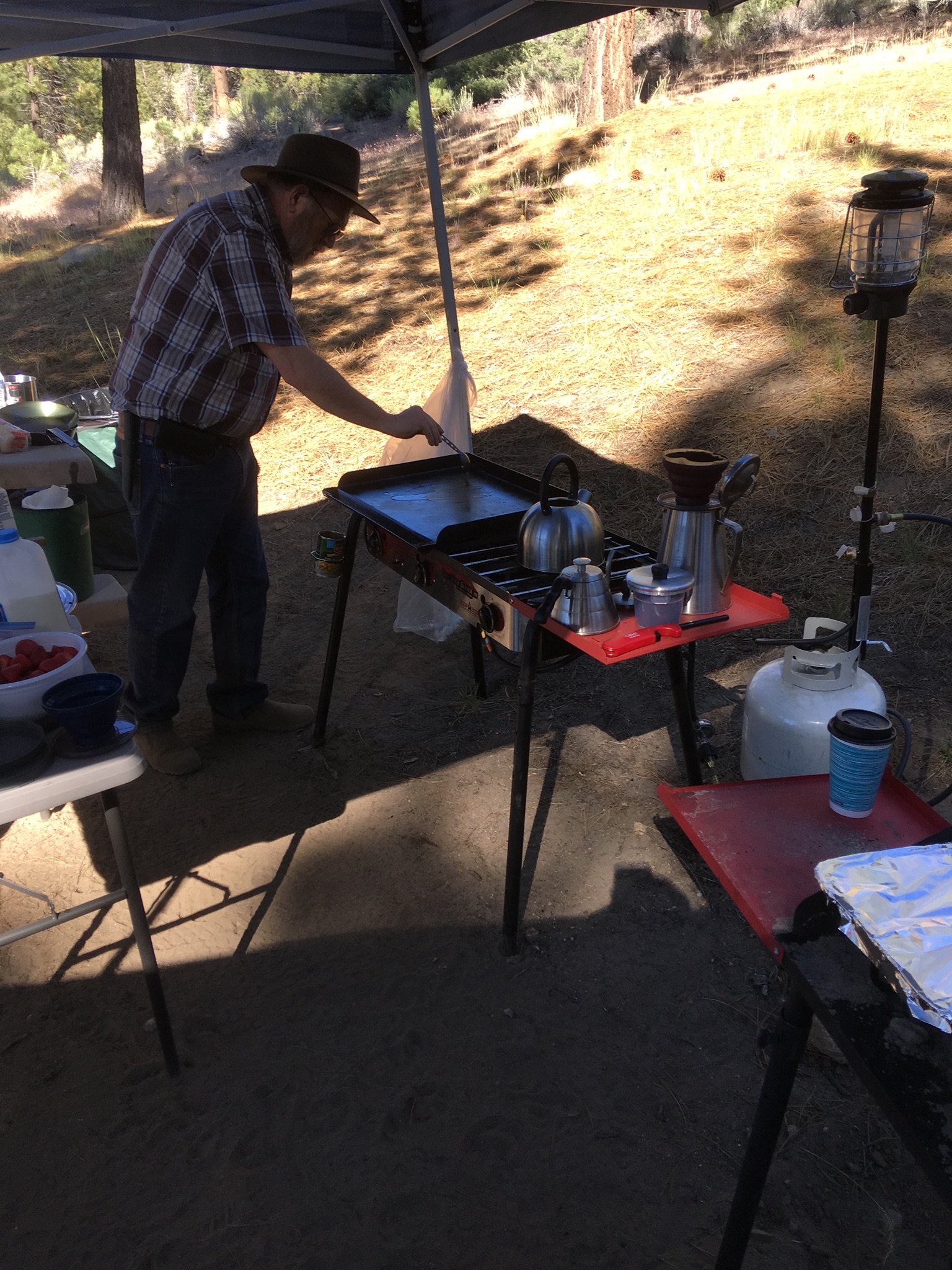 When cooking for a group. The larger stoves and a friend make preparation much easier