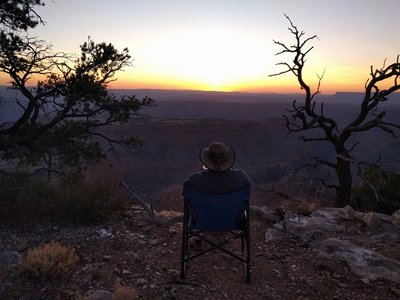 Relaxing at the end of the day.  What a view!  Did I mention that I don't like heights?