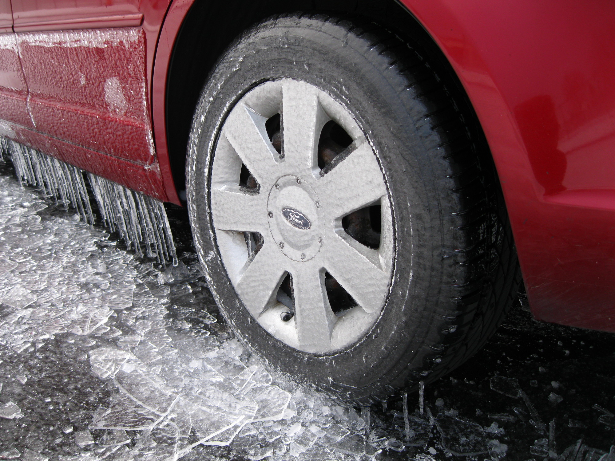 ice on car and road