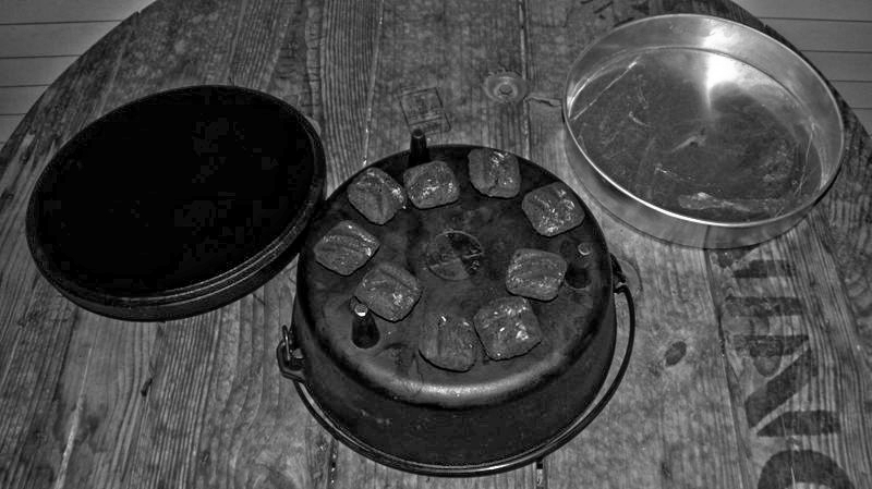 12&quot; Lodge Dutch oven and pie tin.