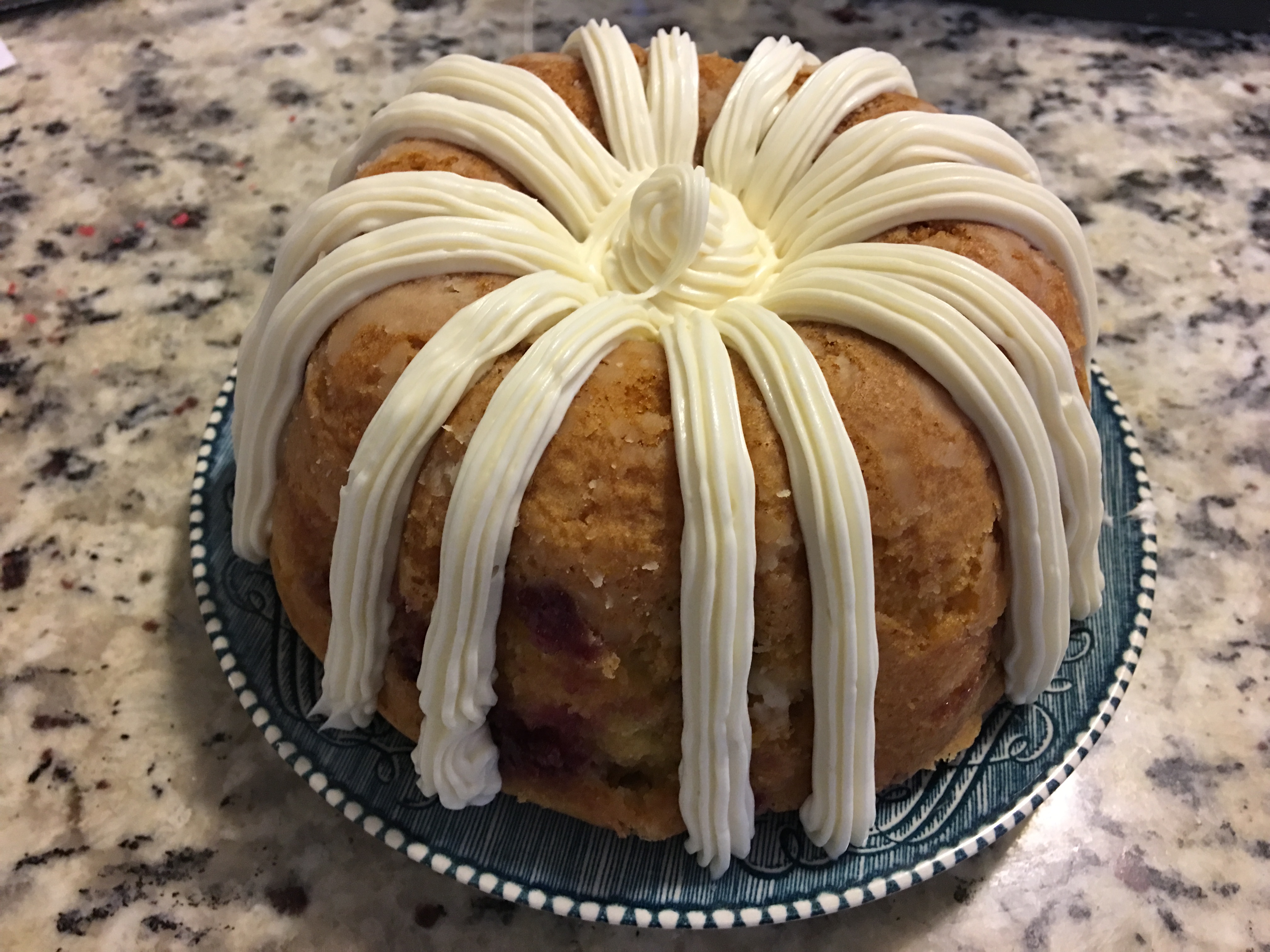 White chocolate raspberry Bundt cake