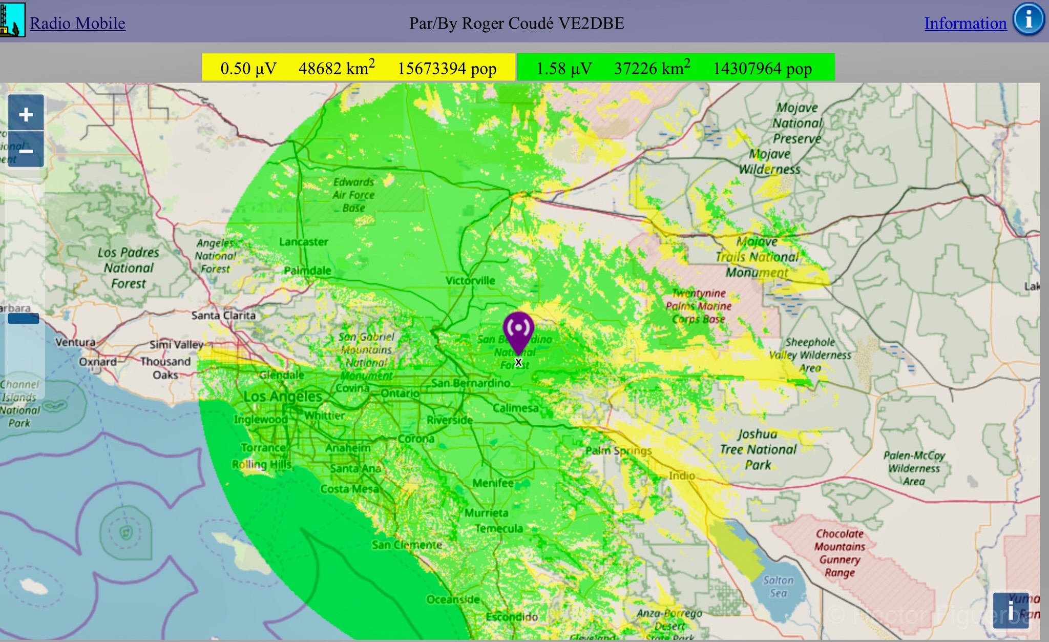 Keller peak Coverage from Radiomobile