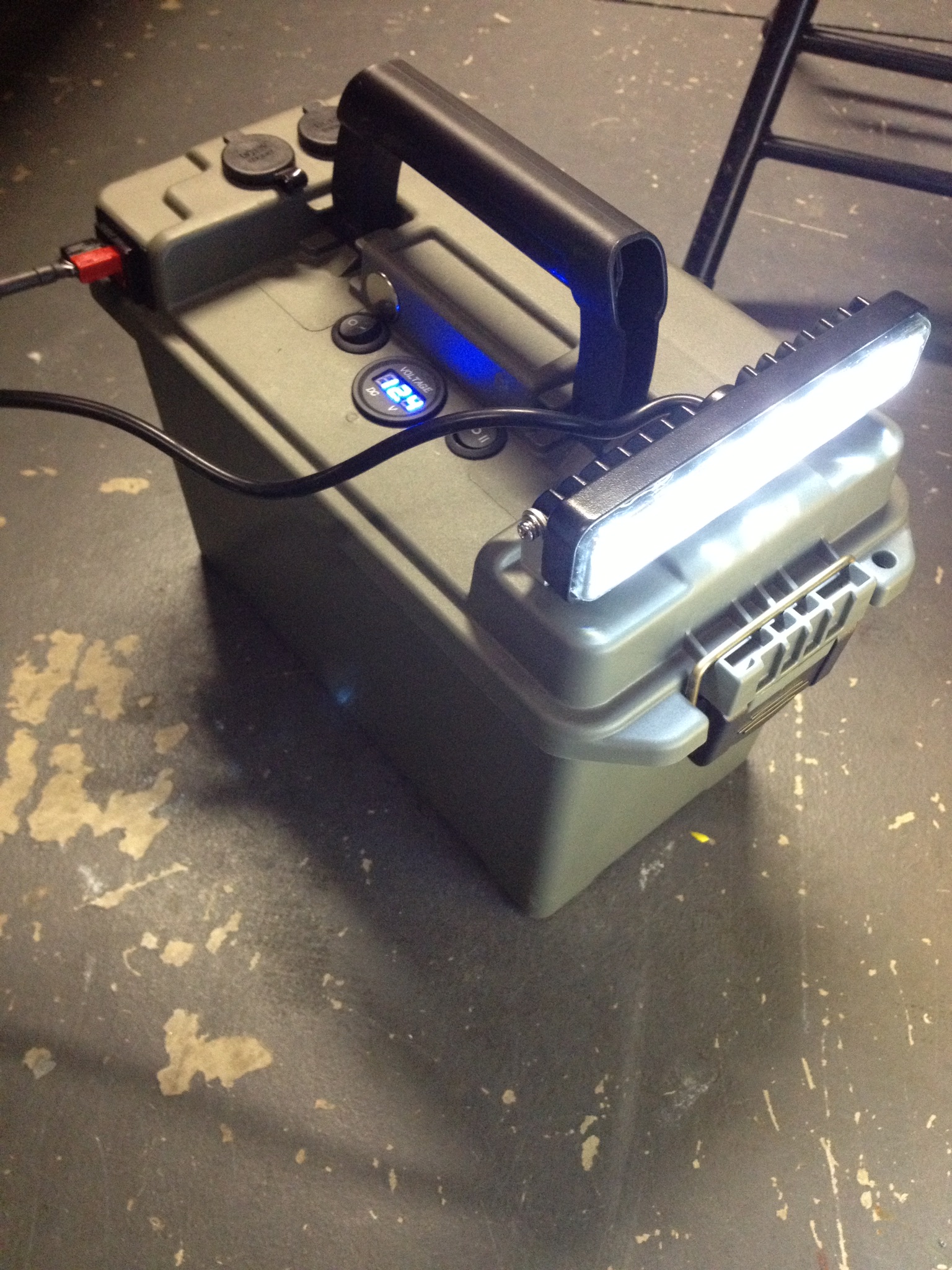 Battery box with flood light