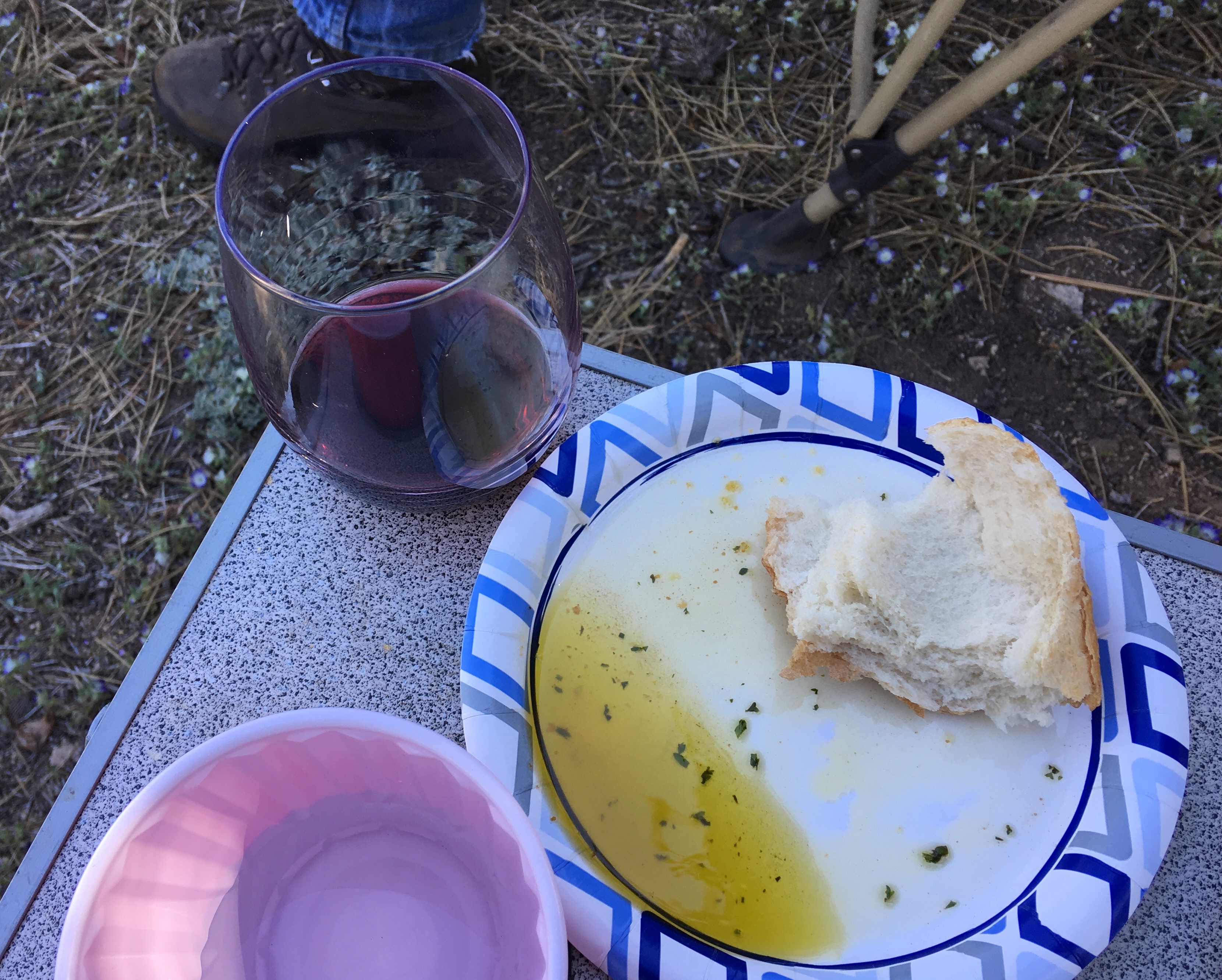 Dave’s balsamic and olive oil with a few bottles of wine.