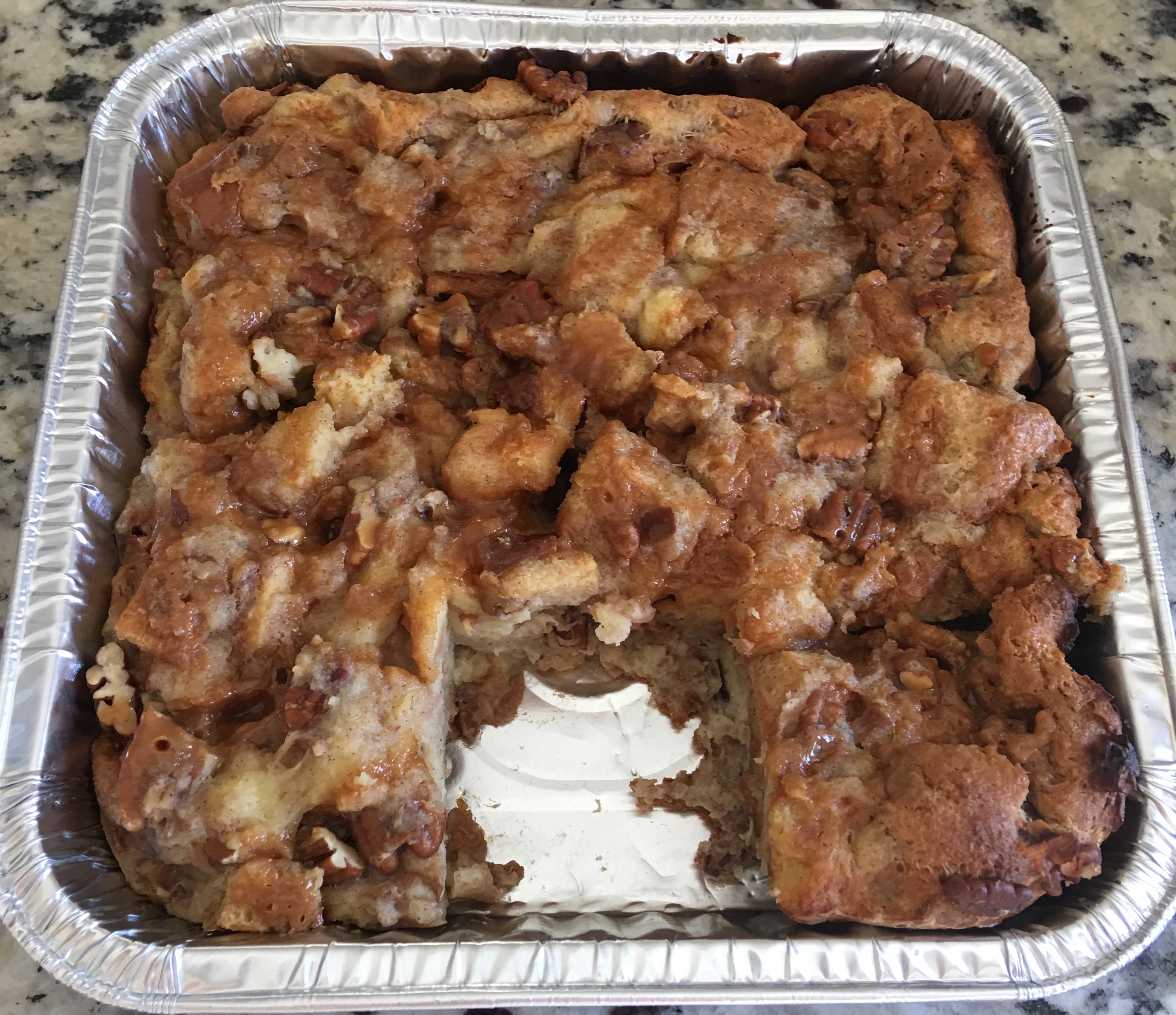 Carmel pecan bread pudding. This one will receive a couple shots of pecan flavored bourbon at BorregoFest.