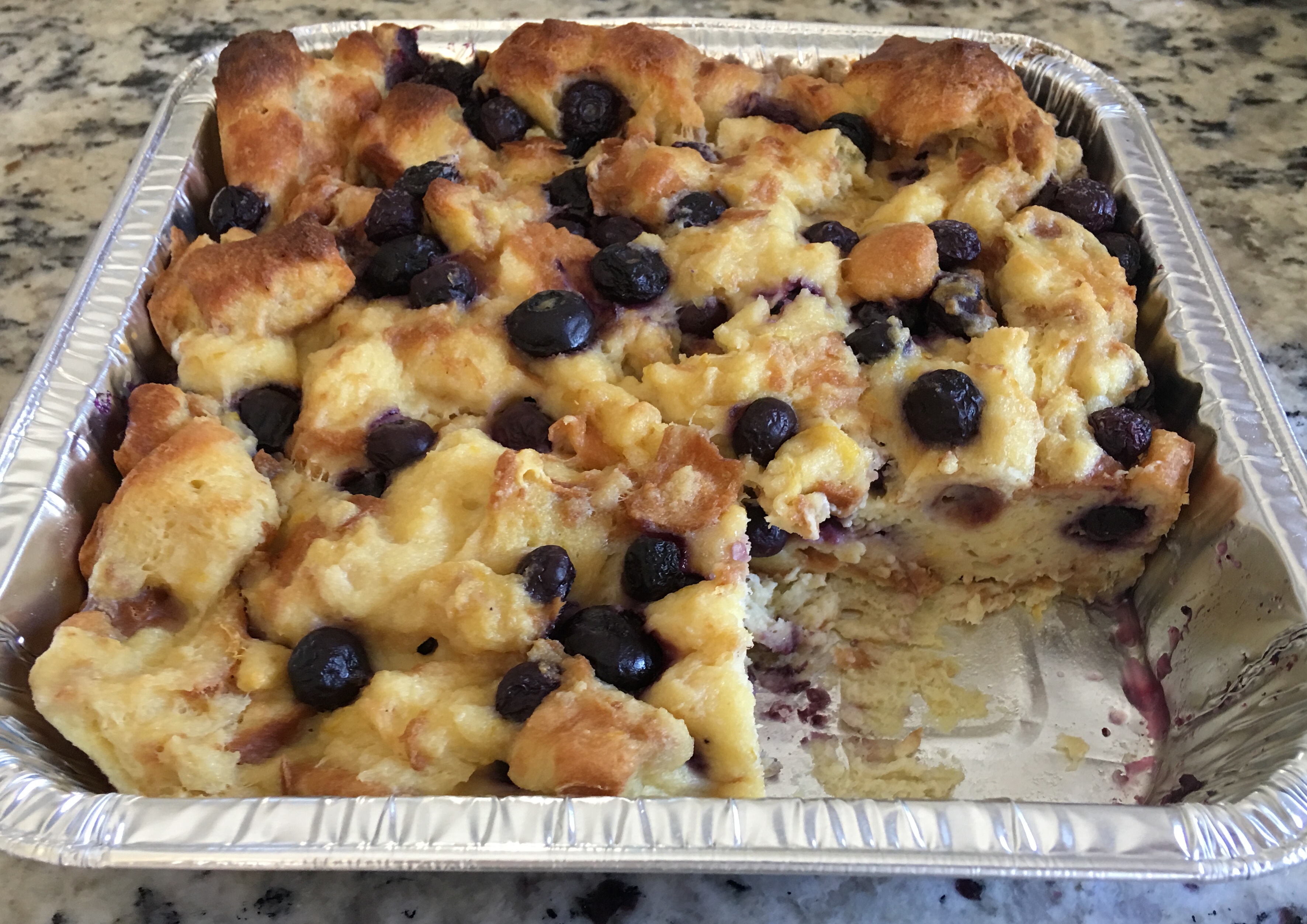 Lemon blueberry bread pudding