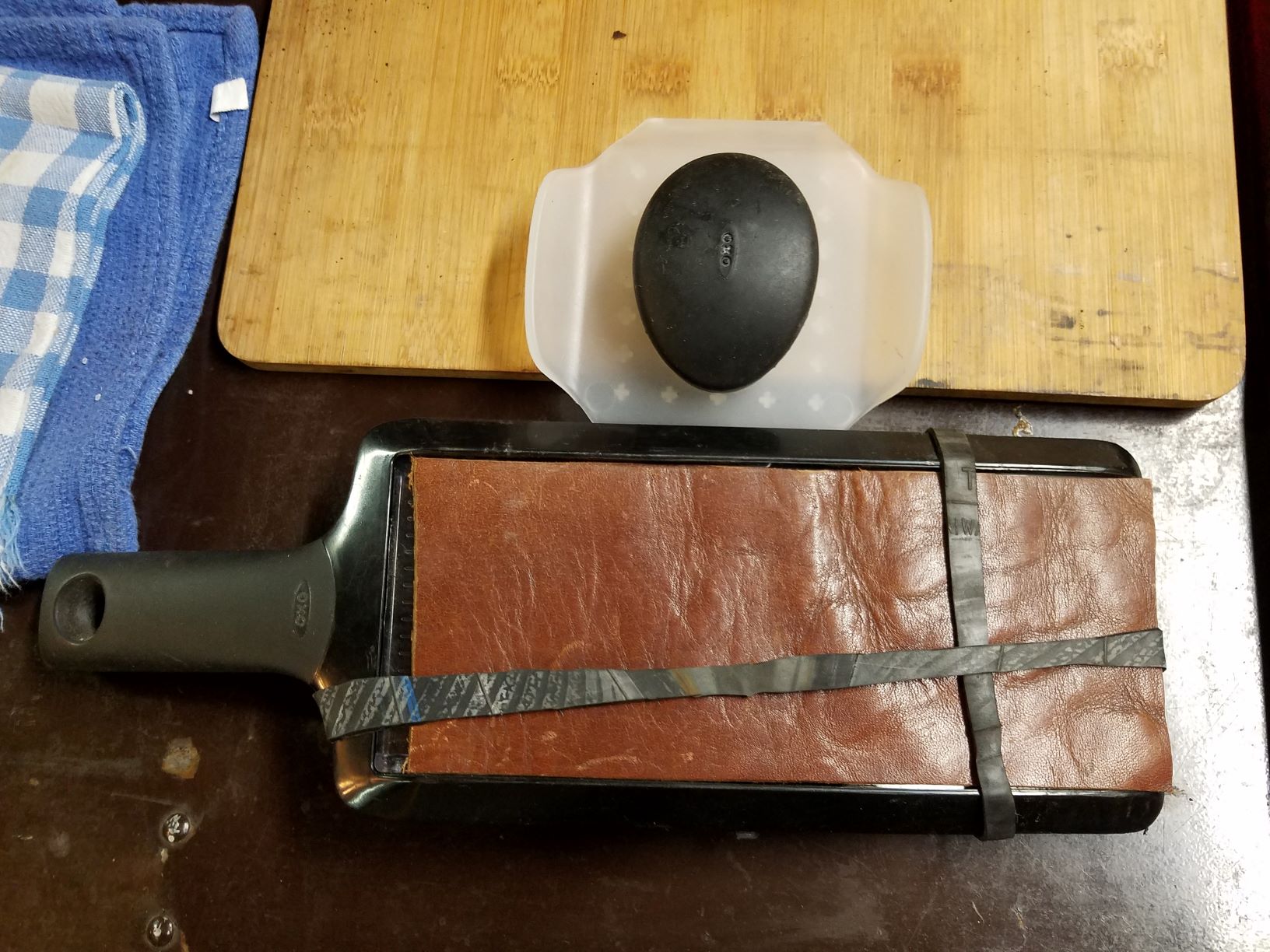 Mandoline Slicer with home made cover to prevent cuts.jpg