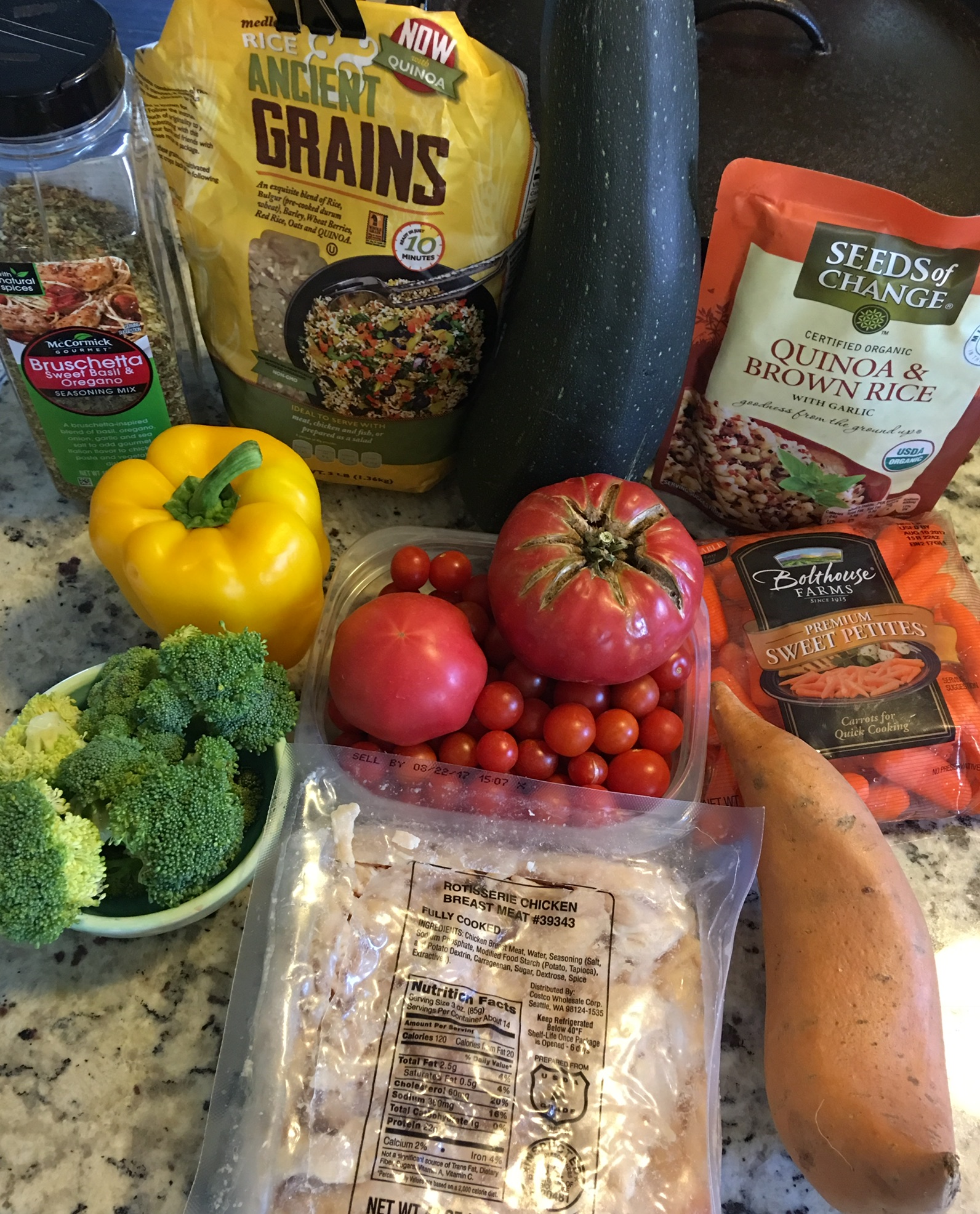 Ingredients for a chicken dish. Pre cooked vacuum packed chicken is great, but can I pre-dice some of the vegetables to reduce the volume and air space in the ice chest?