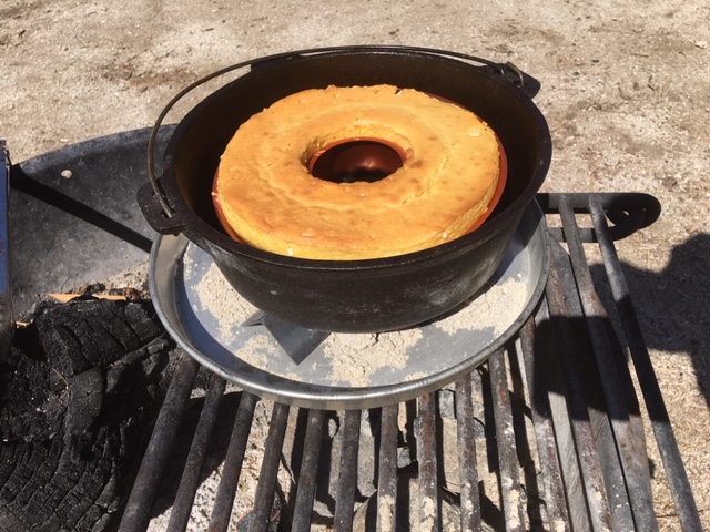 Kevin’s Dutch Oven White Chocolate Raspberry Bundt cake