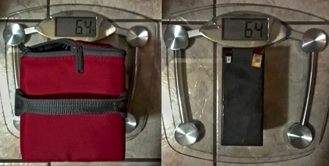 Weight is the same as one SLA battery, much more battery to weight ratio.