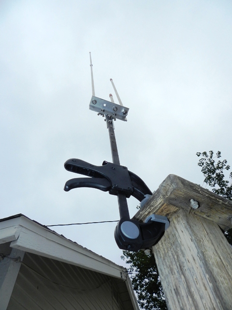 J-Pole with Harbor Freight quick setup clamp.
