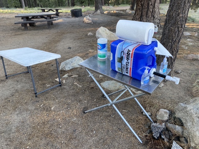 My sanitary station for this years non-Field Day includes plenty of water, antibacterial soap(get the foaming dispenser), hand sanitizer and Clorox wipes.