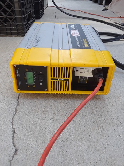 1500-watt sine wave inverter used to power our refrigerator for a short period of time as a test of the system where the solar panel will probably lose ground but good for a short time.