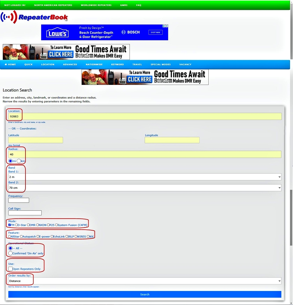 01.  Plugging in the data for your search.