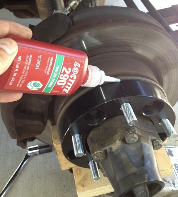 To properly secure this wheel spacer, I used Loctite 263 red thread locker on the studs to secure it to the hub. Then I added Loctite 290, water thin thread locker between the hub and spacer. It will not come lose until heat is applied. Rust or corrosion is also eliminated