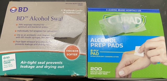 Available at pharmacies and grocery stores, I much prefer the felt type pad version on the left over the folded kind.