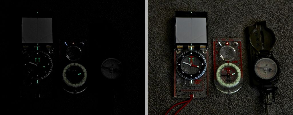 An example of the &quot;low light&quot; qualities of the big three with phosphorescent vs. tritium.