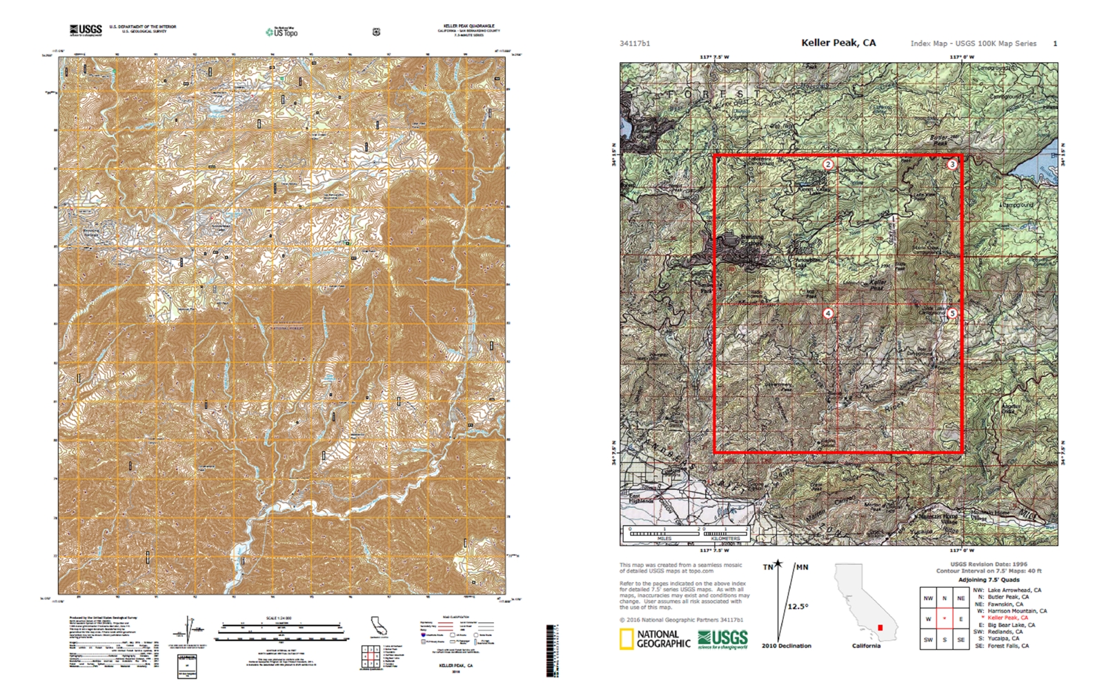 Full size USGS map on the left and the overview National Geographic map on the right.