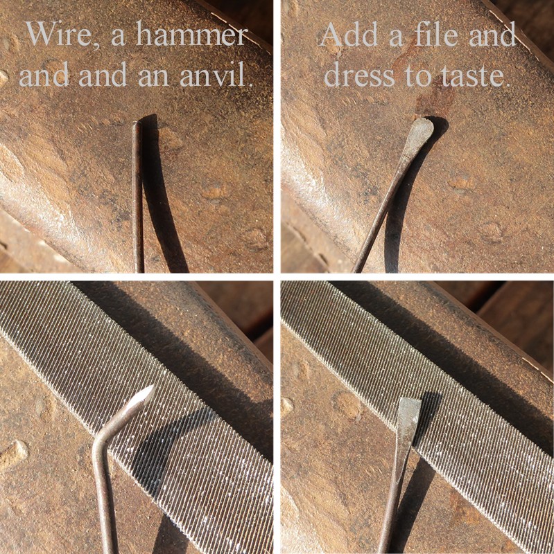 Making a field expedient replacement for a dental tool can be as easy as shaping a coat hanger with a hammer, anvil, pliers and file.