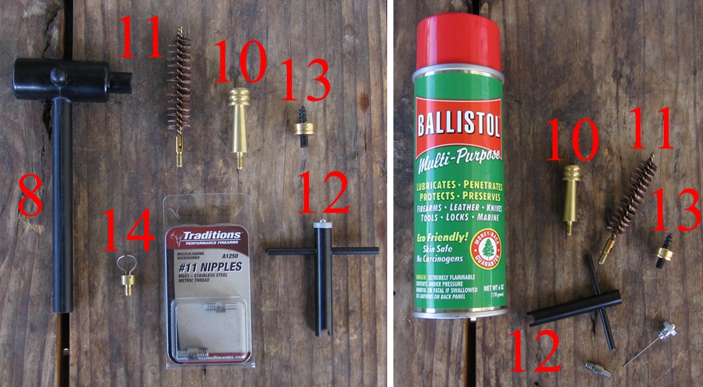 The numbers correspond to the component numbers described below.<br />Ballistol:  A quick product spotlight with respect to muzzleloading and firearms in general.