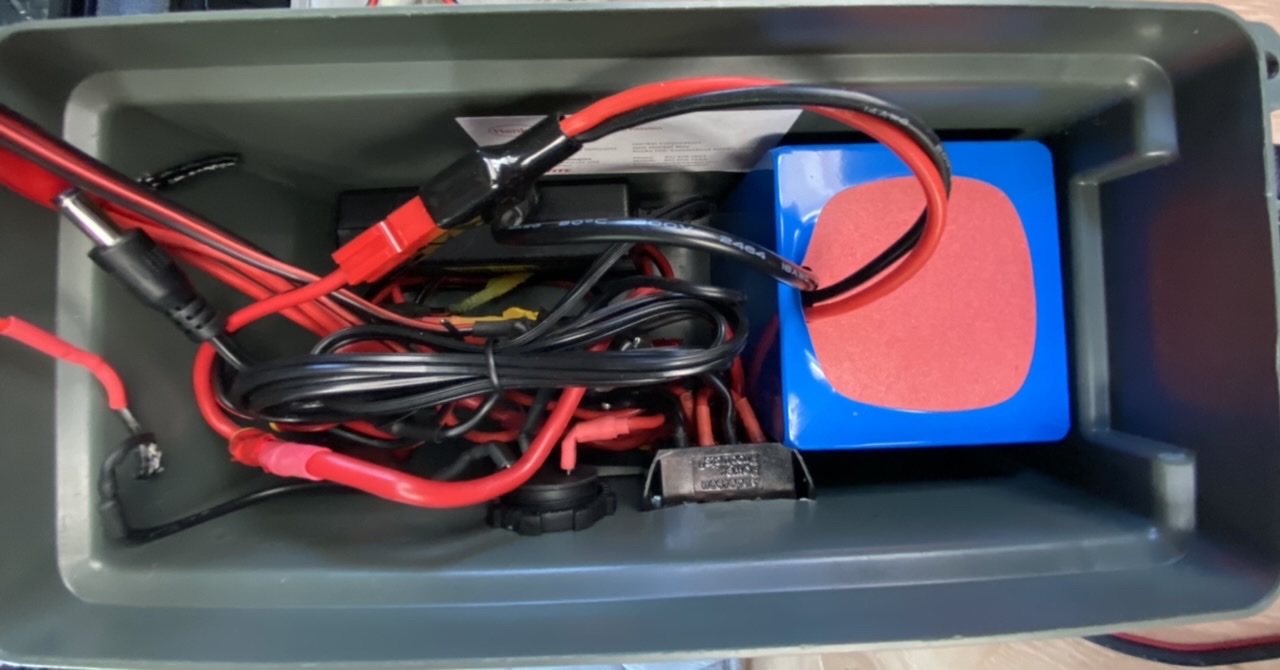 Single Lithium Iron Phosphate battery offers the same relative power capacity in half the size and half the weight. It also allows me to include the charger and accessory cords in the same container