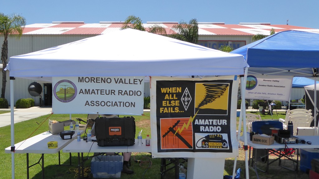It is nice to put the GOTA station in a high traffic area with all the bells and whistles to attract attention.  This example is the walkway from the parking lot going into the March Field Air Museum (MFAM).  At this station they provided an example of the Winlink system straight to a non-ham's cell phone while being briefed...what a great example of capabilities.