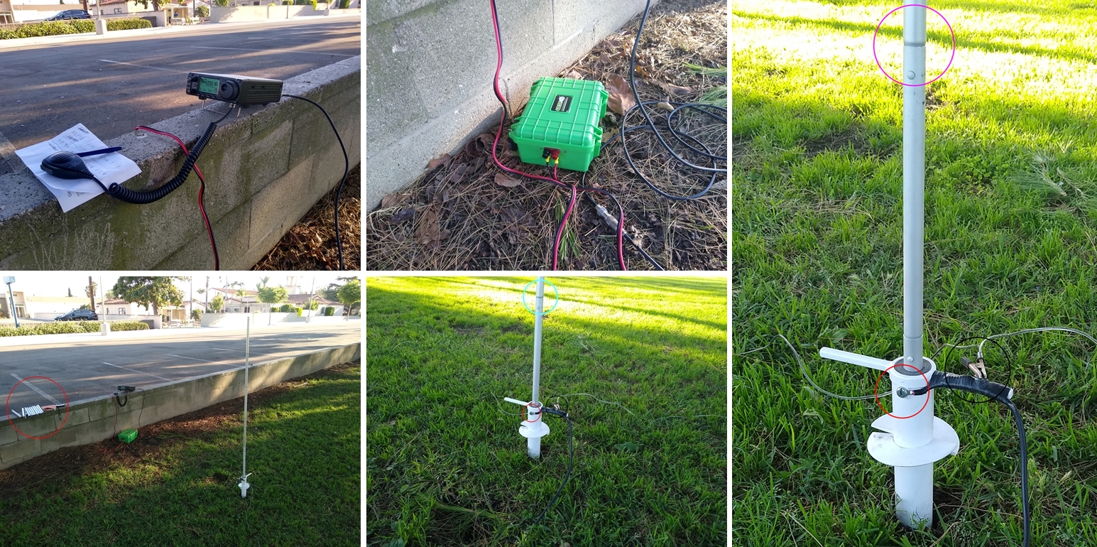 Another example of an off grid station (from KF6LEX) operating on a home-brew LiFePO4 battery box and antenna system good from 2m-20m bands based on aluminum extensions for the radiating element.