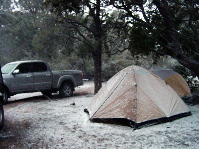Who knew it would snow - good to have a tent