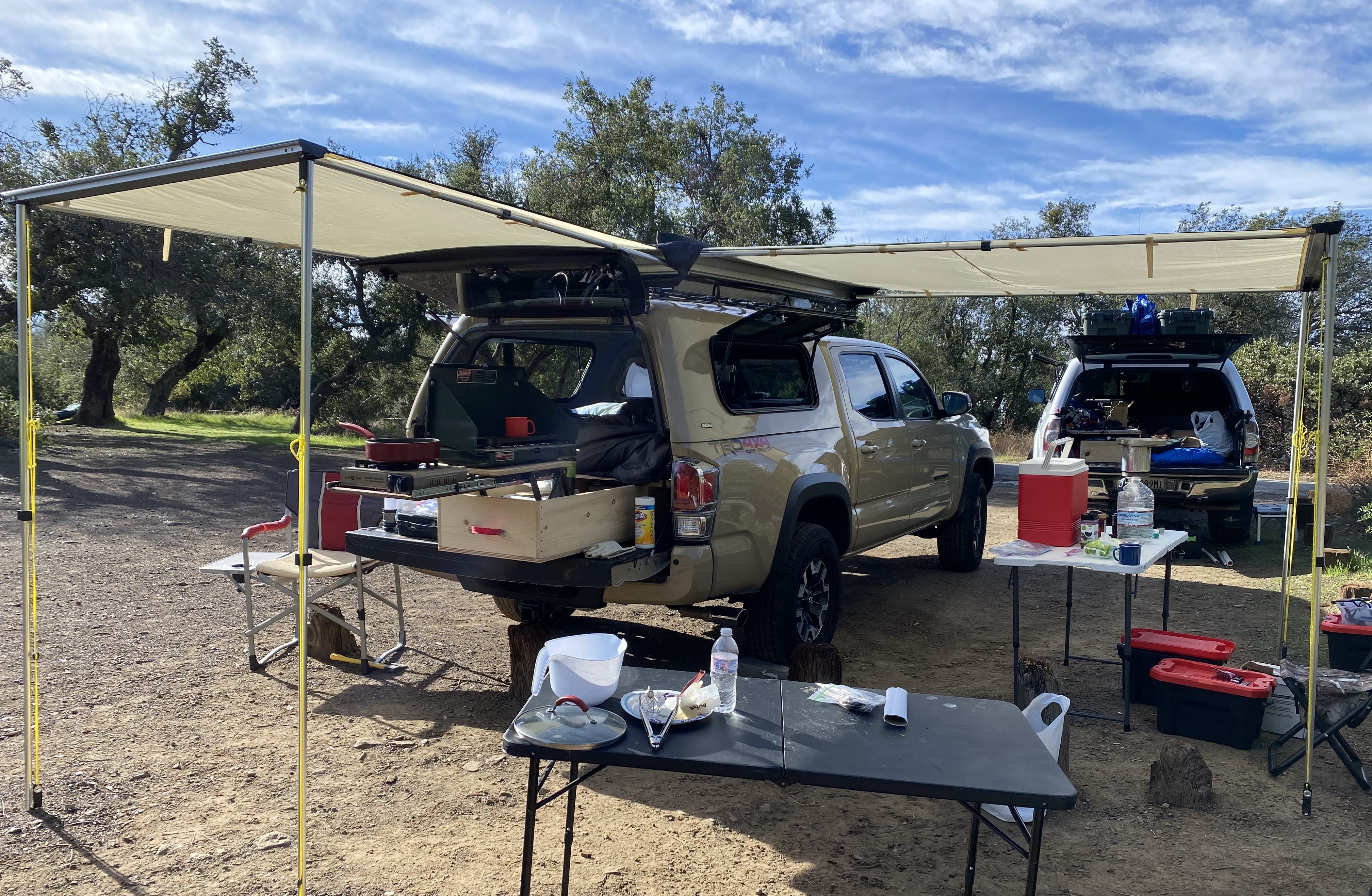 I actually use two awnings. 4.5’ and 8.2’