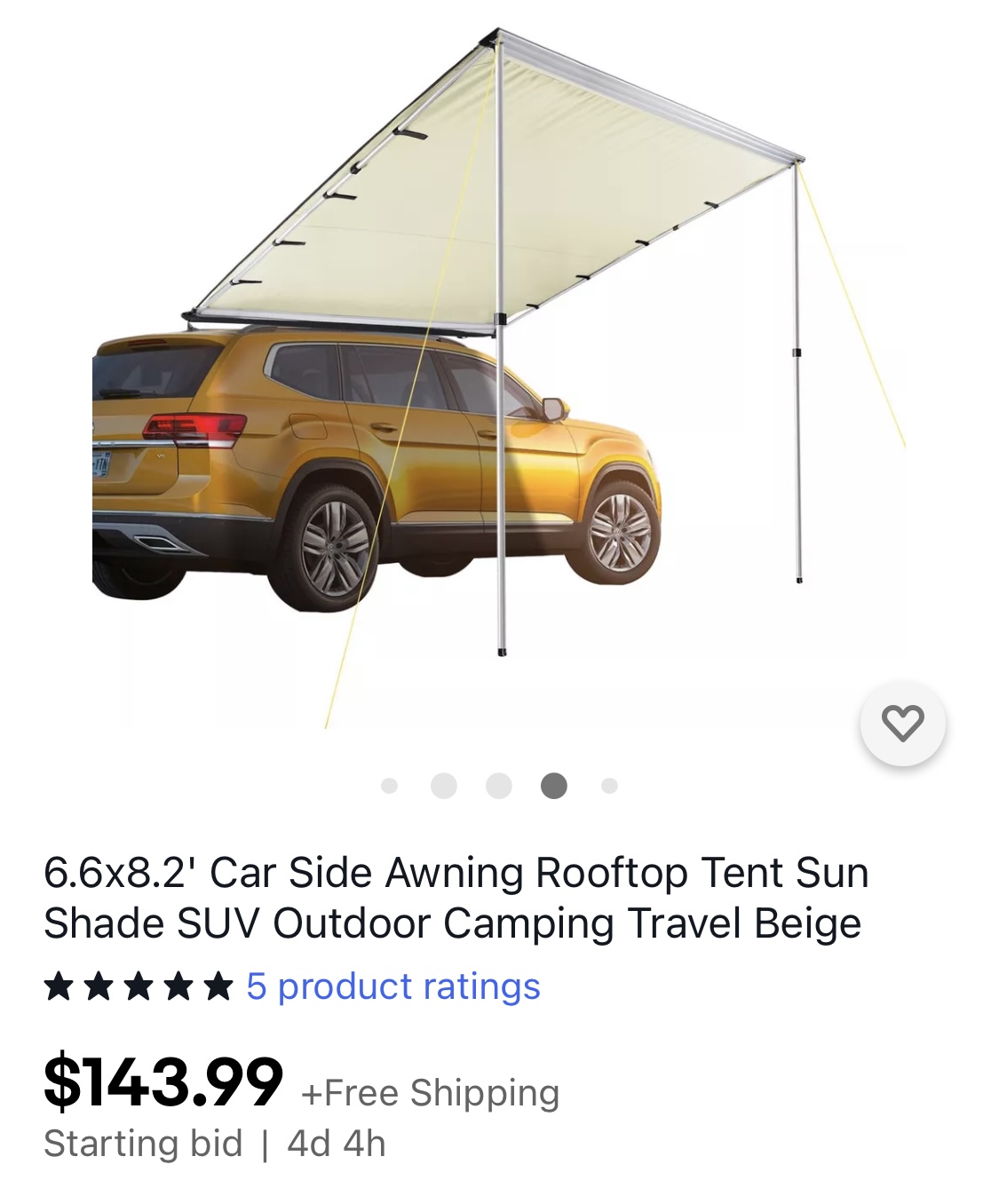 Even small cars can utilize an awning.