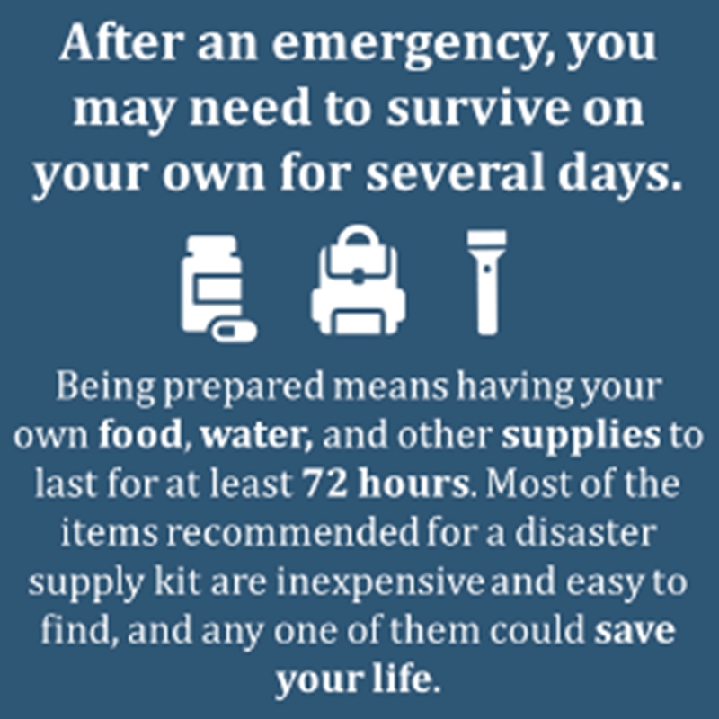 Many agencies suggest you prepare for 72 hours.  Don't stop there, it is just a guideline and it really depends on the nature of the disaster and how long service will be negatively effected.