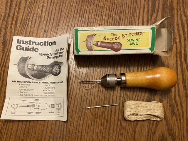 This tool is the easiest way to repair heavy duty stitching in outdoor gear. Canvas, leather, Cordura nylon can all be repaired using a strong lock stitch.