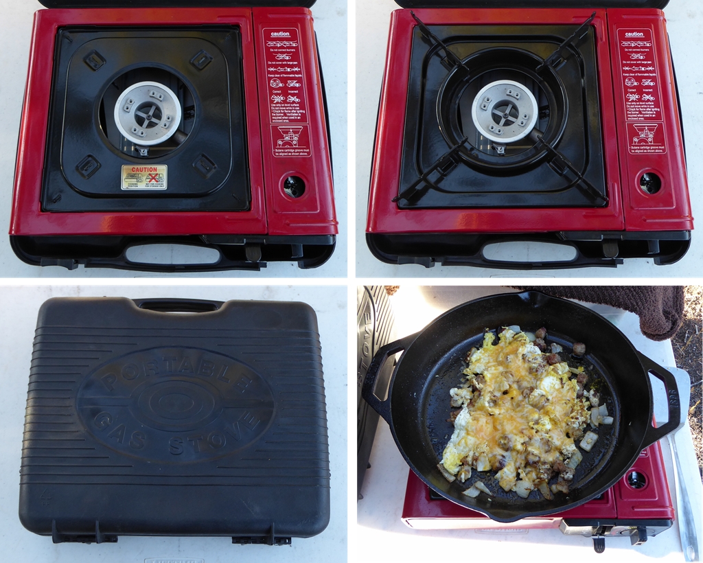 The Camp Chef single burner butane stove is another nice to have, simple, cook stove.  Easy to use with a quick setup time and small footprint when packing and carrying fuel cells.