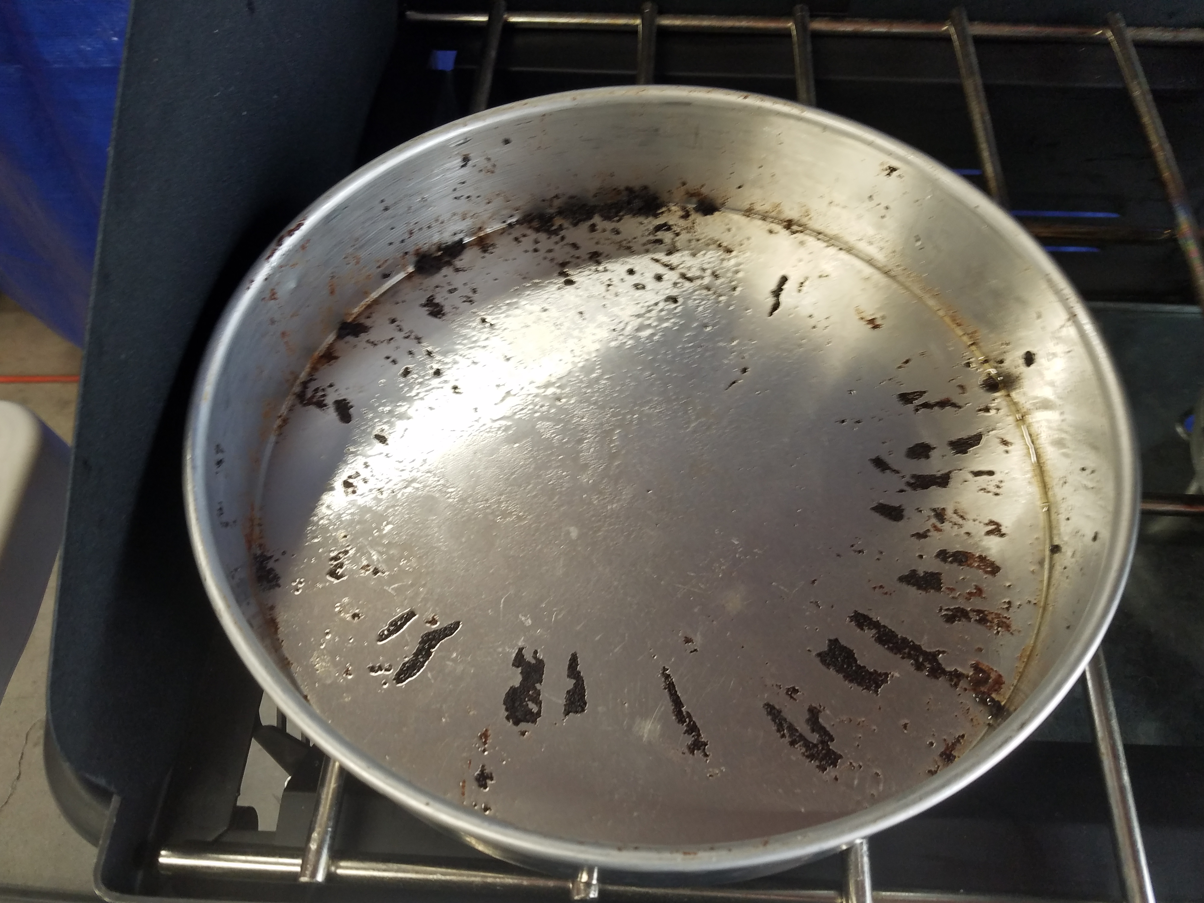 Cake pan just after taking cake out