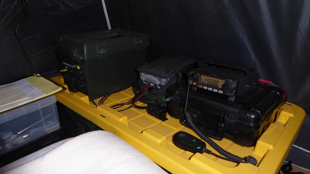 Once it was all setup the exercise and participation in the Red-Eye Net went without a hitch.  Solid COMMs into Keller with the radio and battery pretty much &quot;idling&quot; to get the job done.  Should the system fail, I was prepared to drive the &quot;go-box on wheels&quot; to a hilltop and conduct operations from the vehicle.  &quot;One is none, two is one, three or more evens the score!&quot;