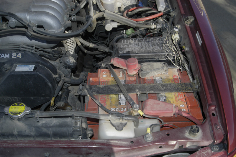 The batteries installed.  The main battery is on the left.