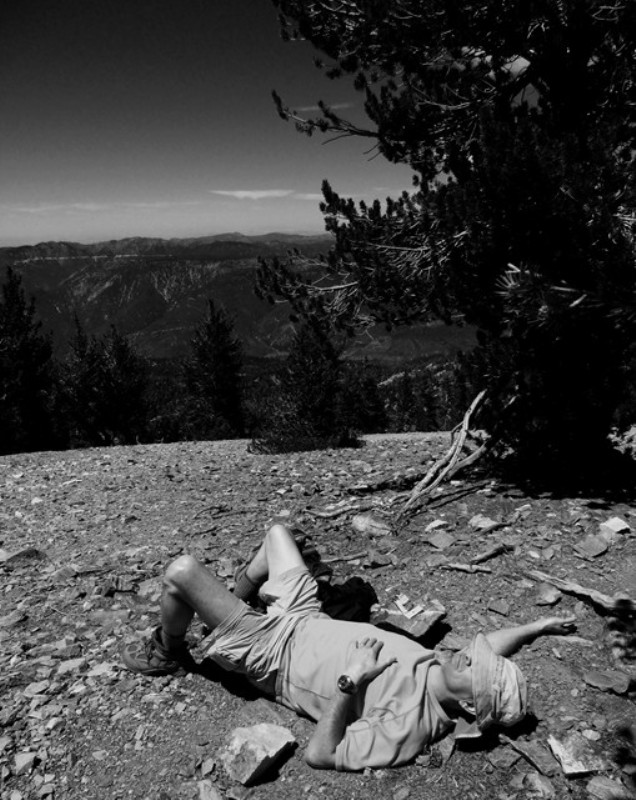 Whew, a slight elevation gain and the need for a little recovery time before the decent down from San Bernardino Peak.