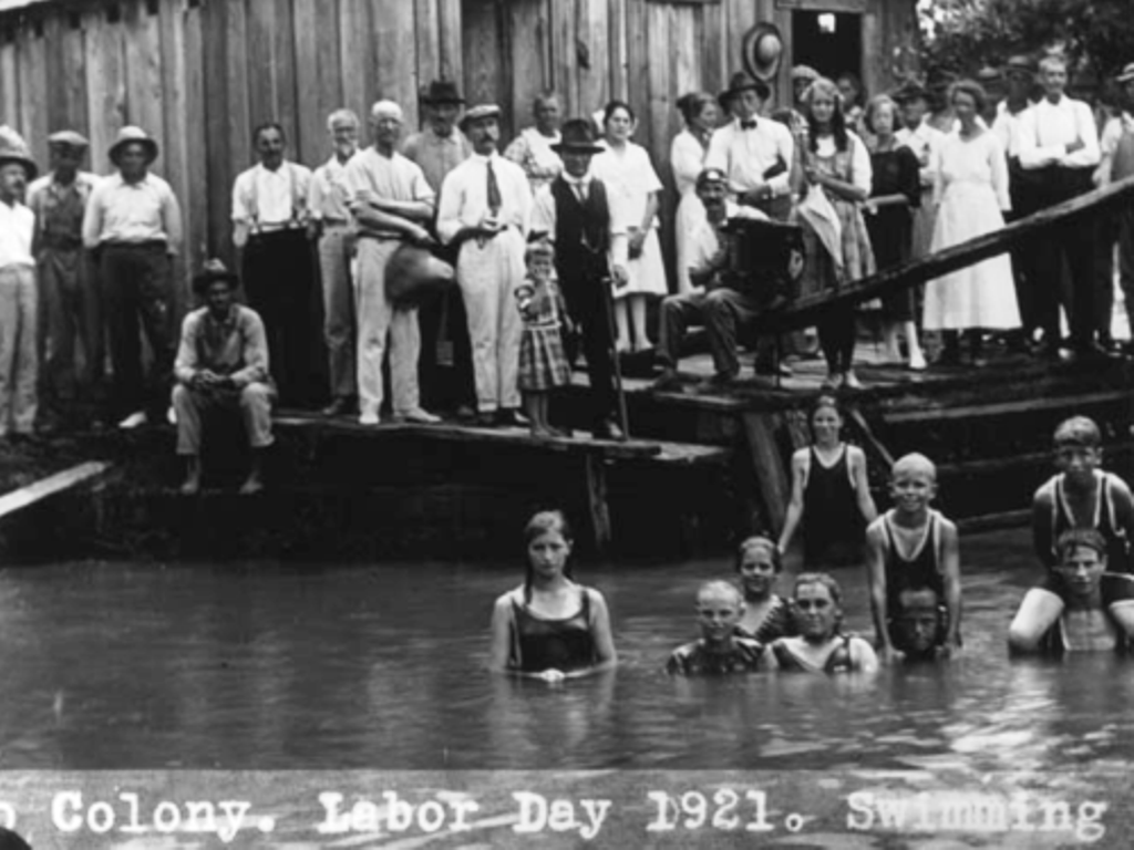 Llano colonists at the waterhole.