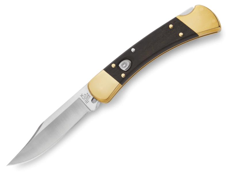One of America’s best-selling knives is now available as an automatic! The 110 Auto is easily deployed with the push of a button, readying the 420HC blade quickly and efficiently. Now standard on this model, the handle features genuine ebony hardwood. This ethically sourced Crelicam™ genuine ebony supports replanting efforts in the Congo Basin rainforest, while providing Buck Knives with a genuine hardwood handle that is nearly indestructible. Includes a made in the USA, genuine leather sheath. Closed length: 4 7/8&quot; (12.4 cm).
