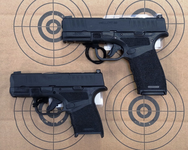 The Springfield Armory Hellcat and Hellcat Pro answer to both the pocket pistol size and the larger format in the Pro model.  They feel comfortable in hand and both sport 10-round magazines, a trigger safety and magazine disconnect system.  Right at or a little above $600.00 the Hellcats are solid.