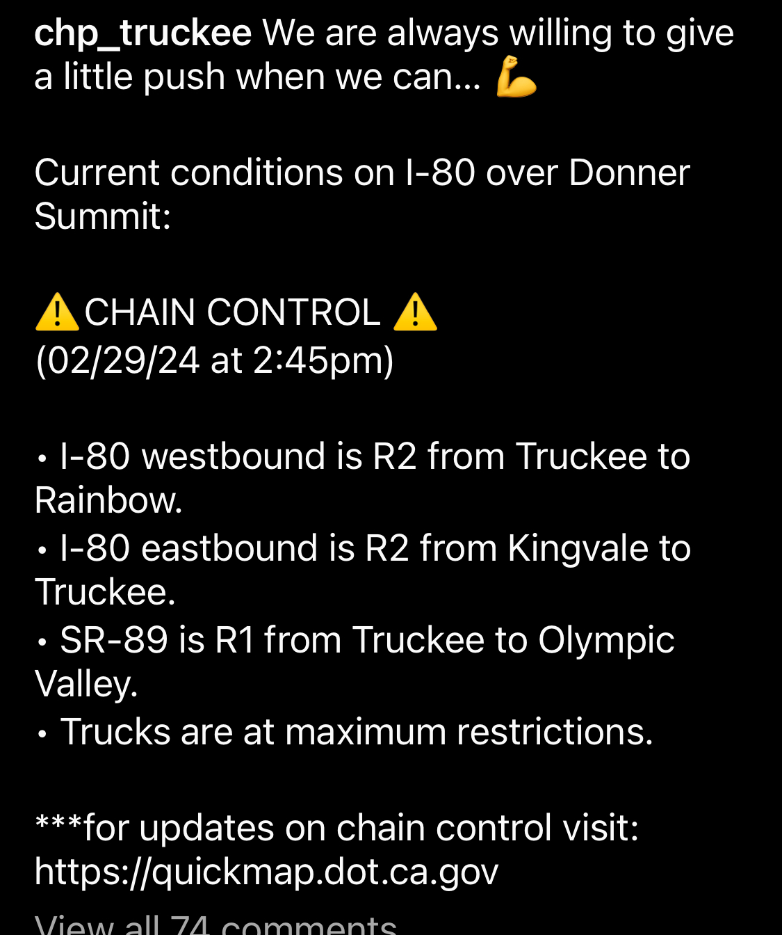 CHP in Truckee today