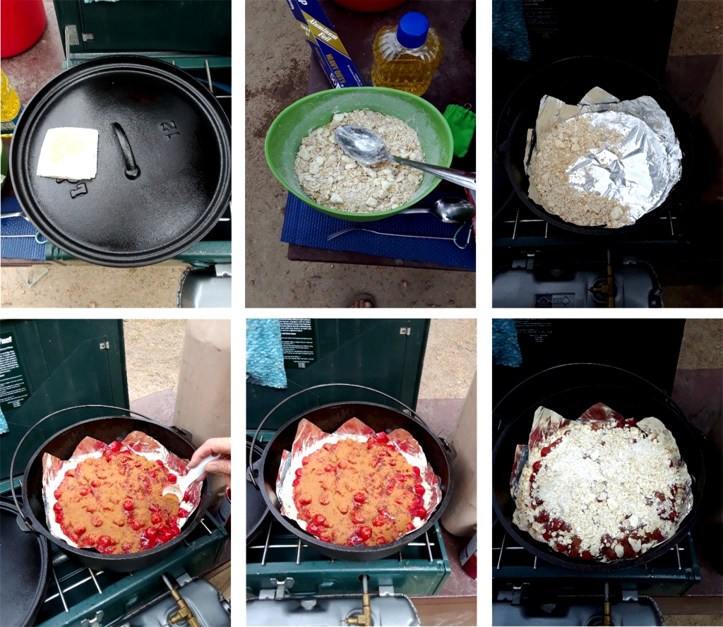 Cherry Crisp example done at the campsite.
