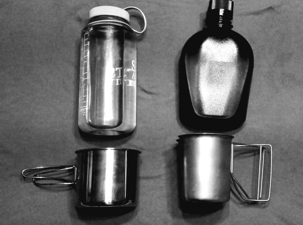 I don't like doing this, but I've seen members of Search and Rescue put tape around their cylindrical Nalgene bottles for one more layer of usefulness.  Having duct tape or other purpose driven tape, readily kept on your Nalgene bottle, is another layered example of &quot;nesting.&quot;