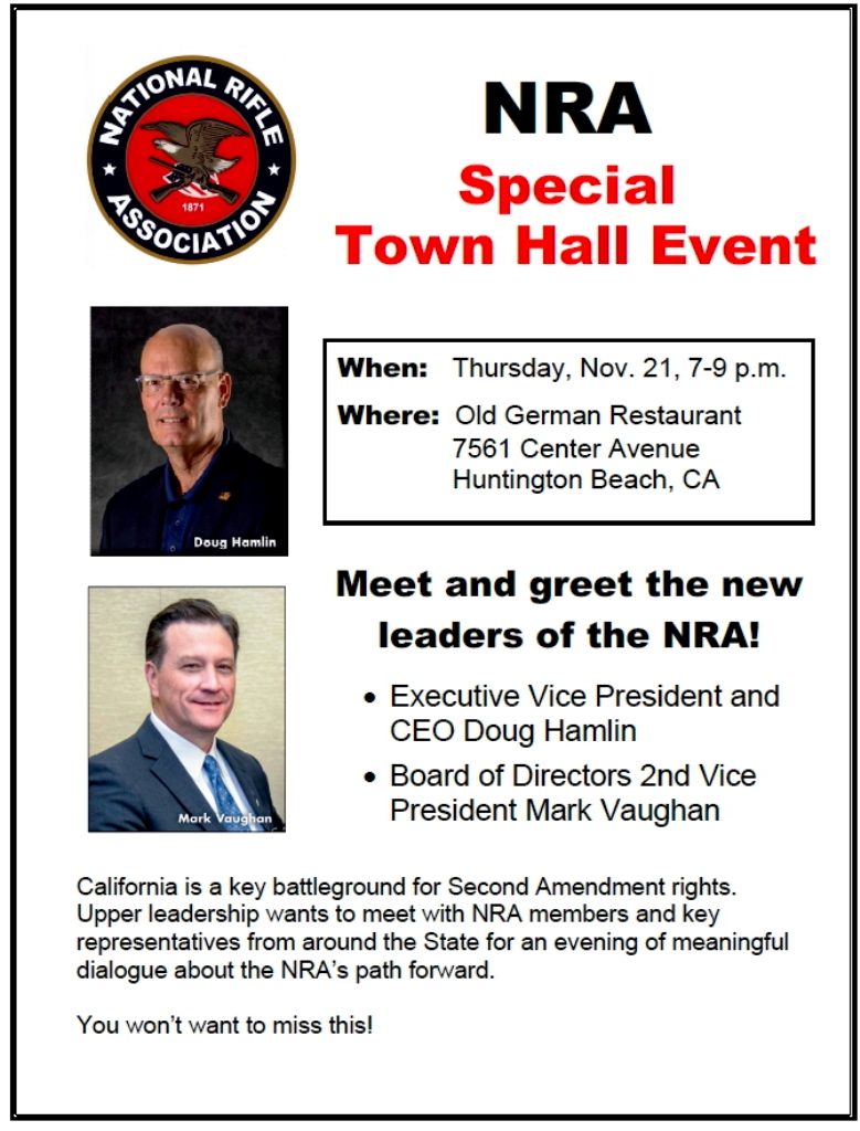 NRA visiting CA for a Meet-N-Greet.