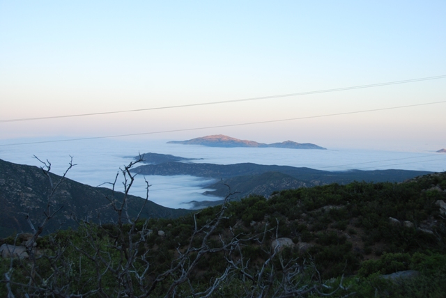 Above the cloud layer coming into the trailhead on Boulder Creek Road.